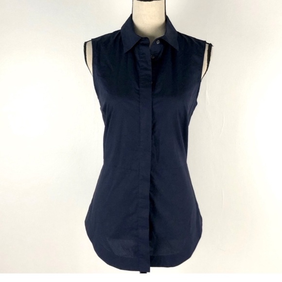 DEREK LAM 10 CROSBY Sleeveless Button-Up Top with Tie back - Picture 2 of 6